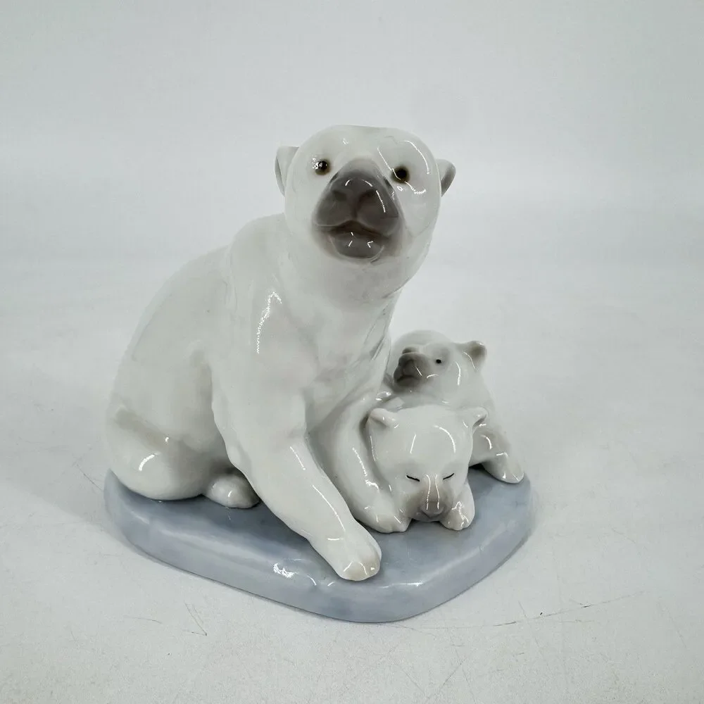 Lladro Polar Bear & Cubs Figurine Daisa 1986 Spain Mini Porcelain 3.5”